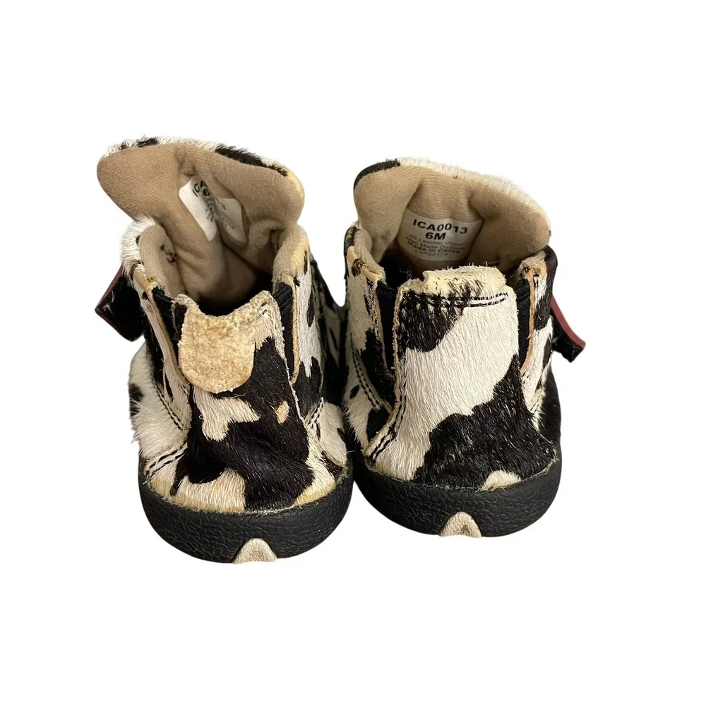 Twisted X Driving Moc Cow Print Hair on Hide Infant Shoes 6M Western Cute